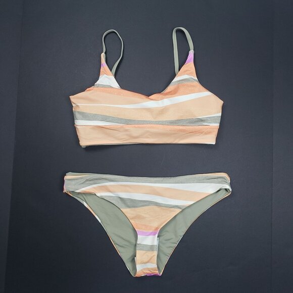 Prana Bikini Set Willow Falls Top & Gemma Bottom Sz Small Reversible Waves Print - Picture 16 of 16